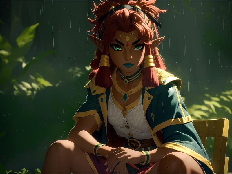 04586-3859549002-RijuTOTK, Riju _(The Legend of Zelda_ Tears of the Kingdom_), 1girl, solo, blue lips, pointy ears, dark-skinned female, green ey.png